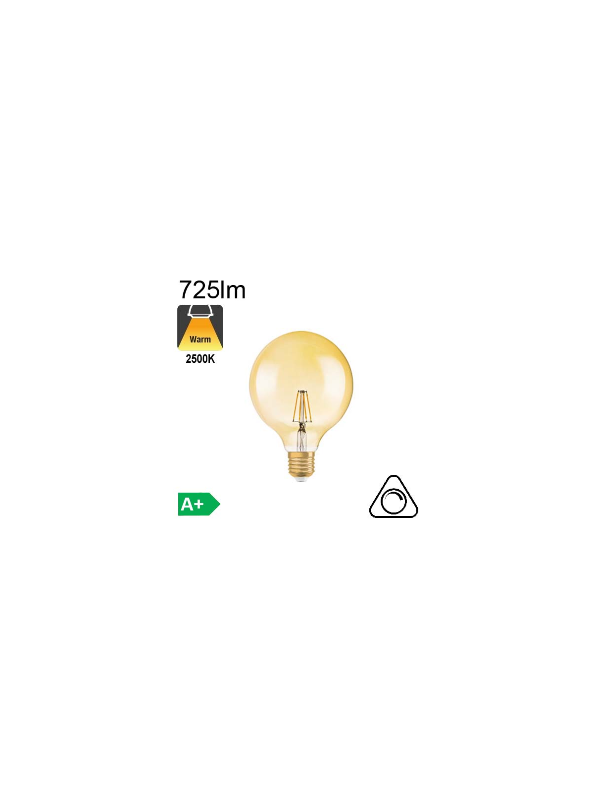 Globe ambré Led Ø125 E27 725lm 2500K