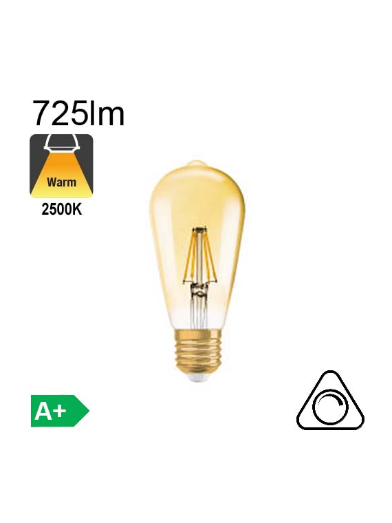 Edison Ambrée Led E27 725lm 2500K Dimmable