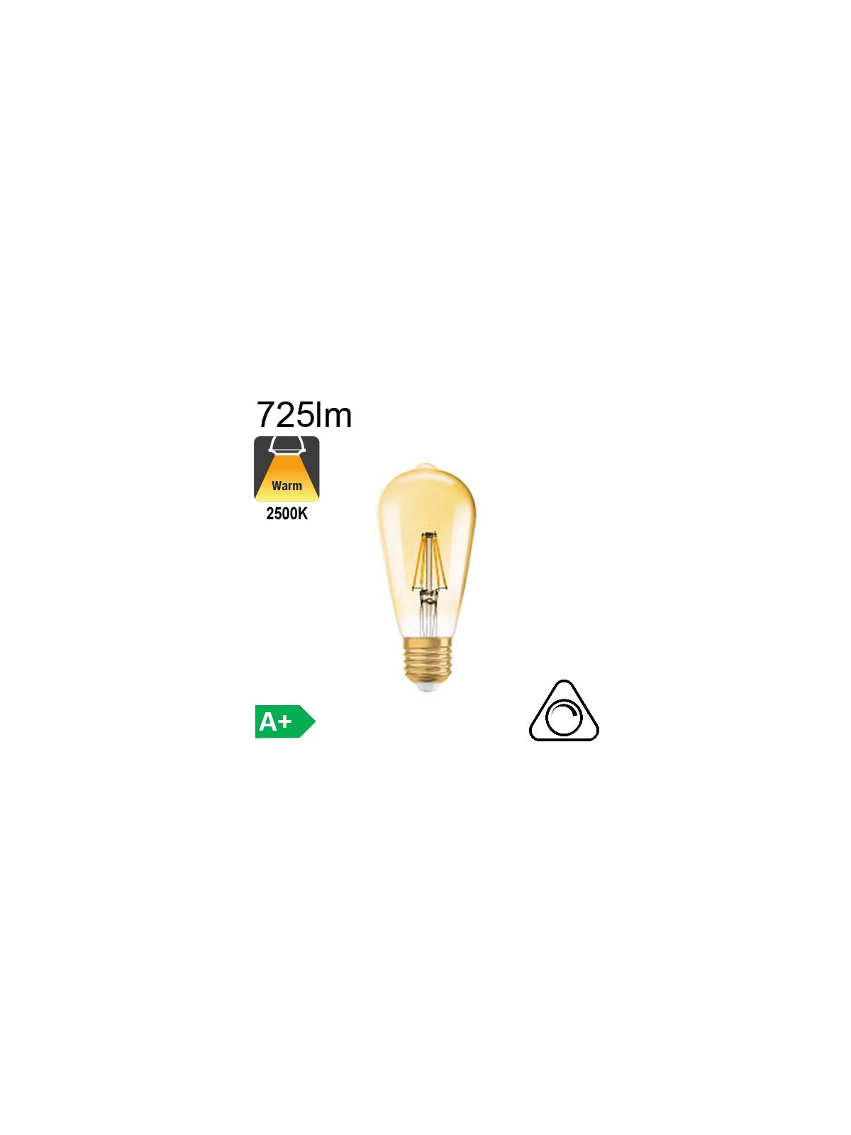 Edison Ambrée Led E27 725lm 2500K Dimmable