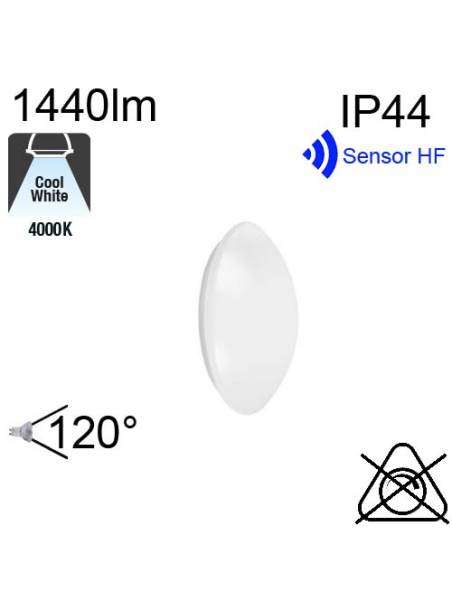 Hublot Led IP44 18W 1440lm 4000K avec sensor HF