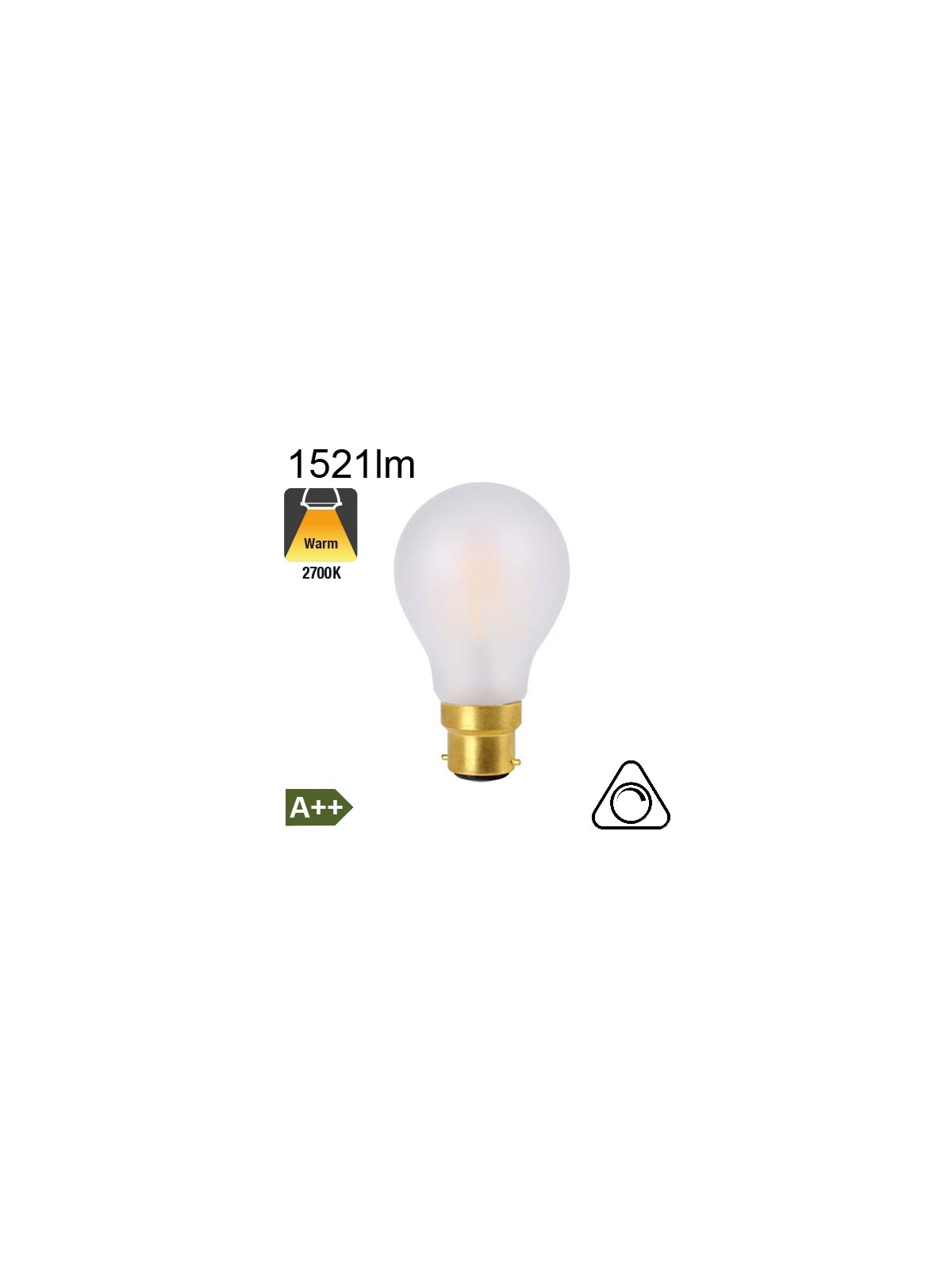 Standard Dépolie LED B22 1521lm 2700K Dimmable