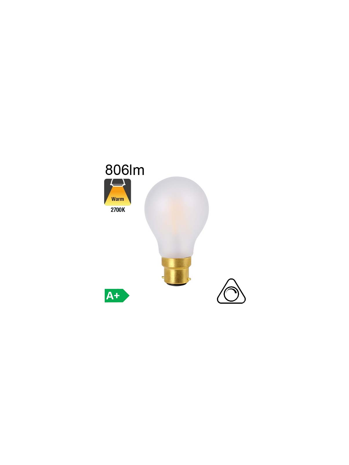 Standard Dépolie LED B22 806lm 2700K Dimmable