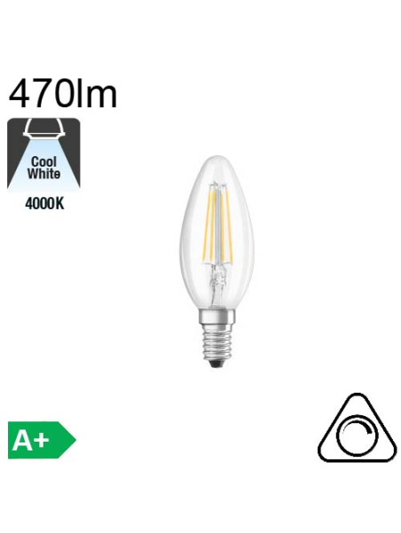 Flamme LED E14 470lm 4000K Dimmable