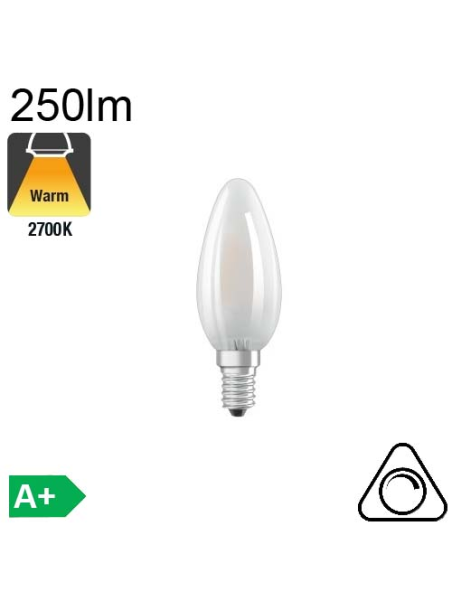 Flamme Dépolie LED E14 250lm 2700K Dimmable