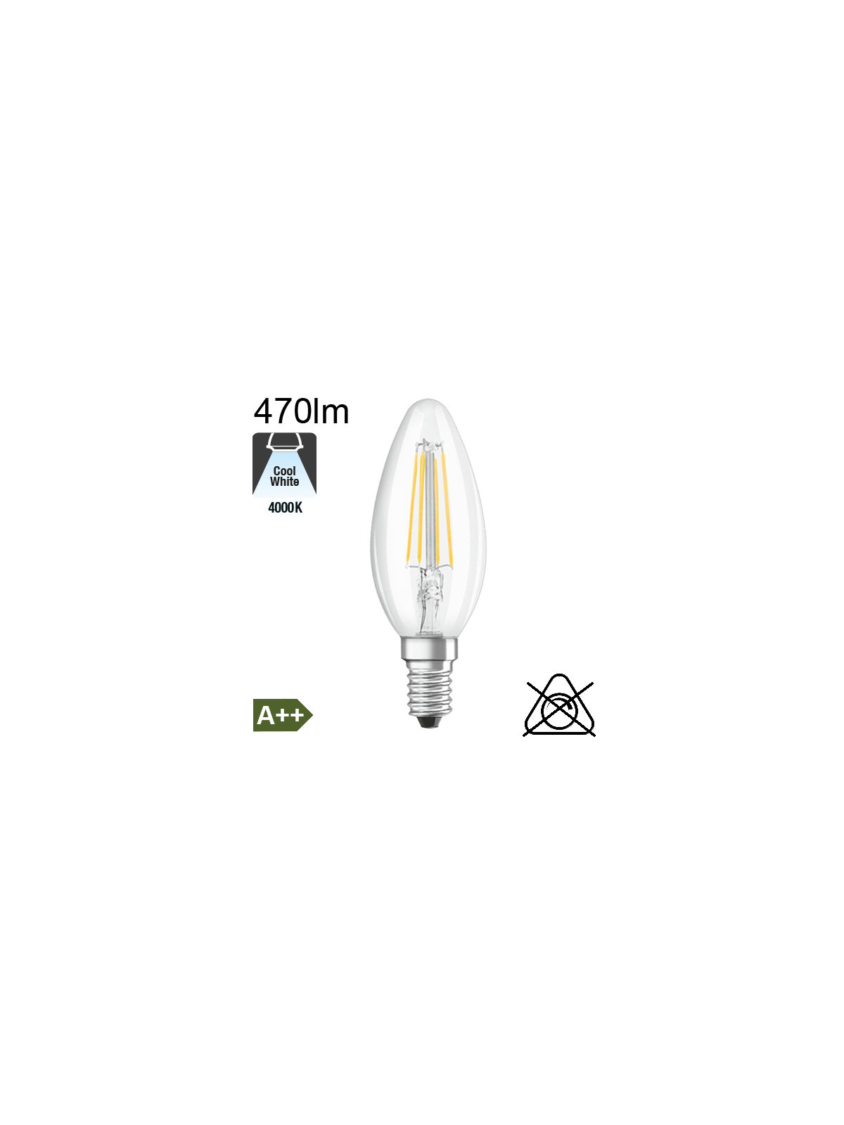 Flamme LED E14 470lm 4000K