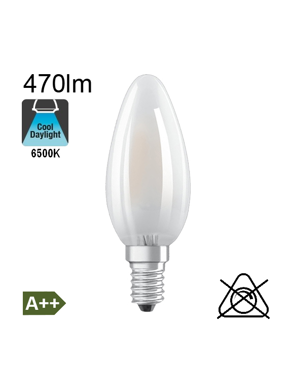 Flamme Dépolie LED E14 470lm 6500K