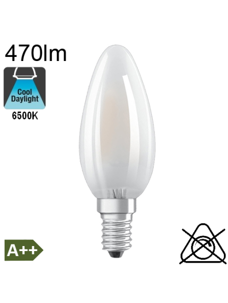 Flamme Dépolie LED E14 470lm 6500K