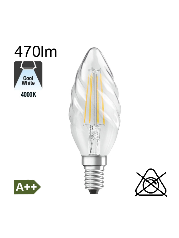 Flamme torsadée LED E14 470lm 4000K