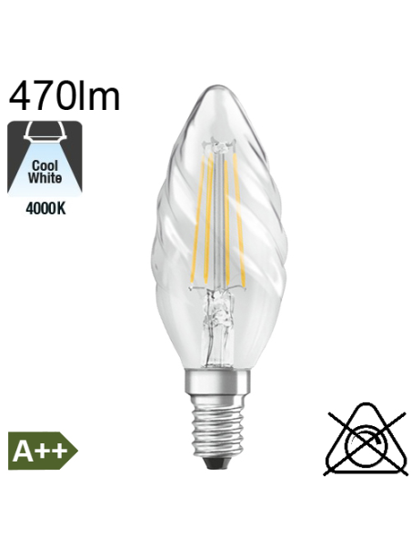 Flamme torsadée LED E14 470lm 4000K