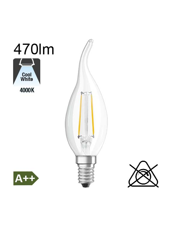 Flamme Coup de Vent LED E14 470lm 4000K