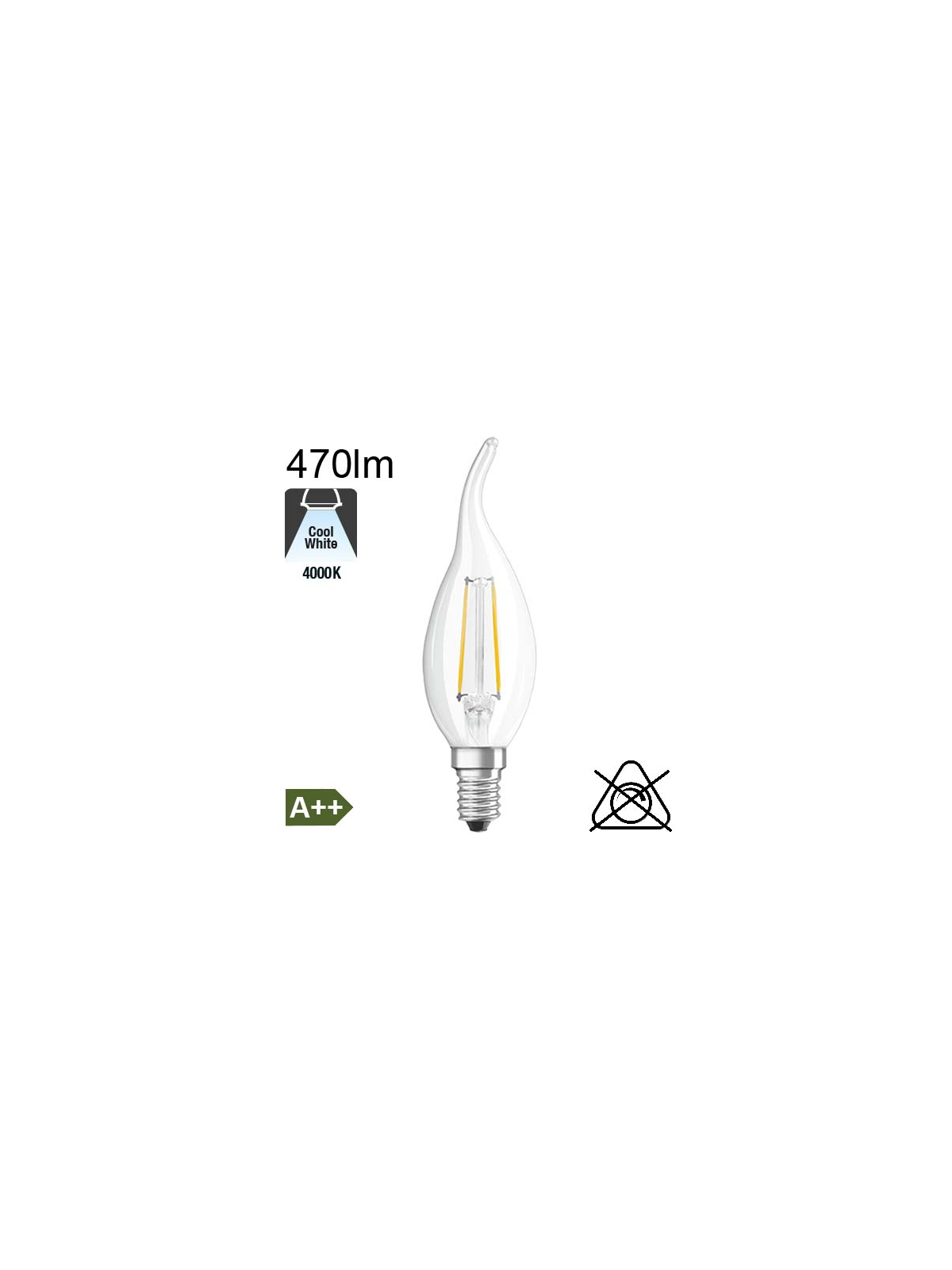 Flamme Coup de Vent LED E14 470lm 4000K