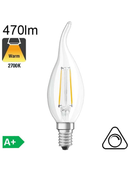 Flamme Coup de Vent LED E14 470lm 2700K Dimmable