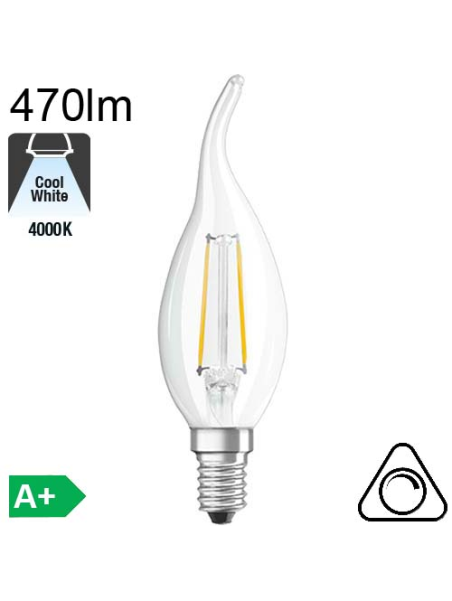 Flamme Coup de Vent LED E14 470lm 4000K Dimmable