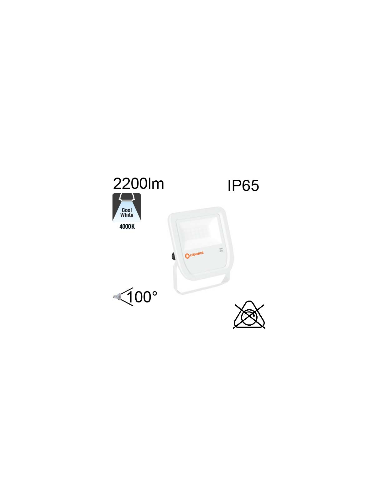 Projecteur Blanc Led IP65 20W 2200lm 4000K