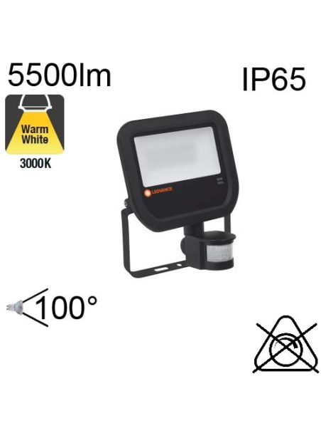 Projecteur Noir Led IP65 50w 5500lm 3000K avec détecteur