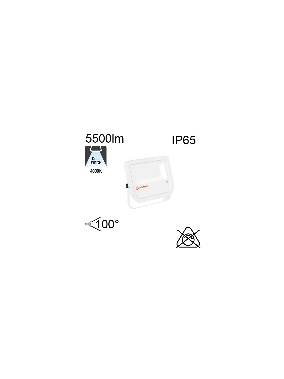 Projecteur Blanc Led IP65 50W 5500lm 4000K