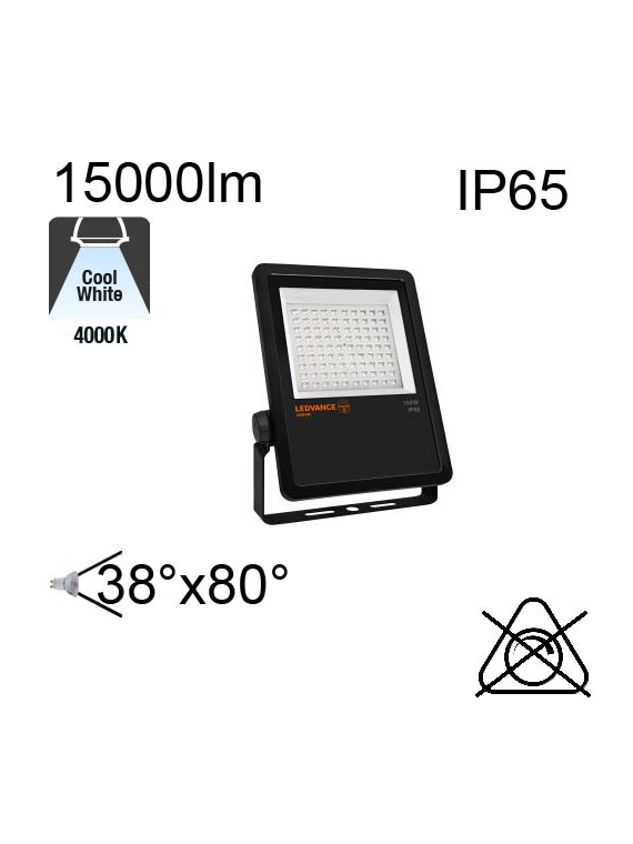 Projecteur Asymétrique Noir Led IP65 150W 15000lm 4000K