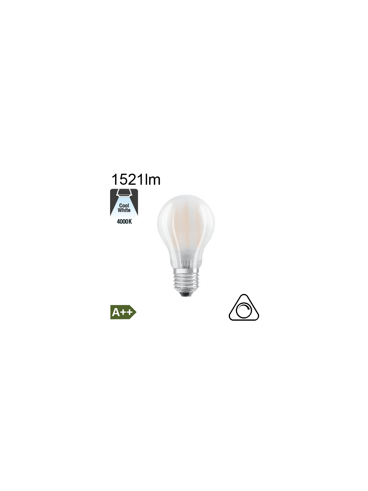 Standard Dépolie LED E27 1521lm 4000K Dimmable