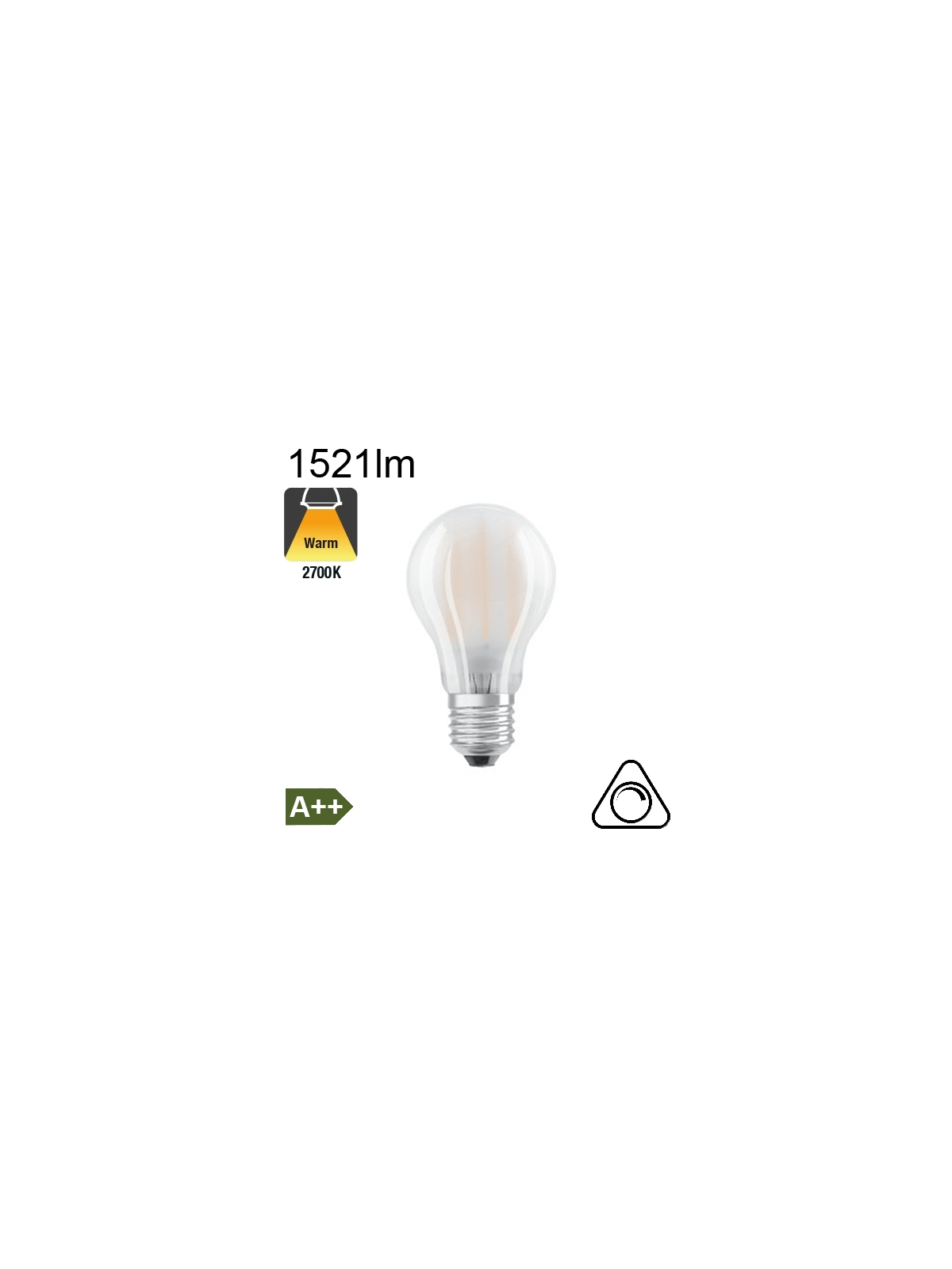 Standard Dépolie LED E27 1521lm 2700K Dimmable