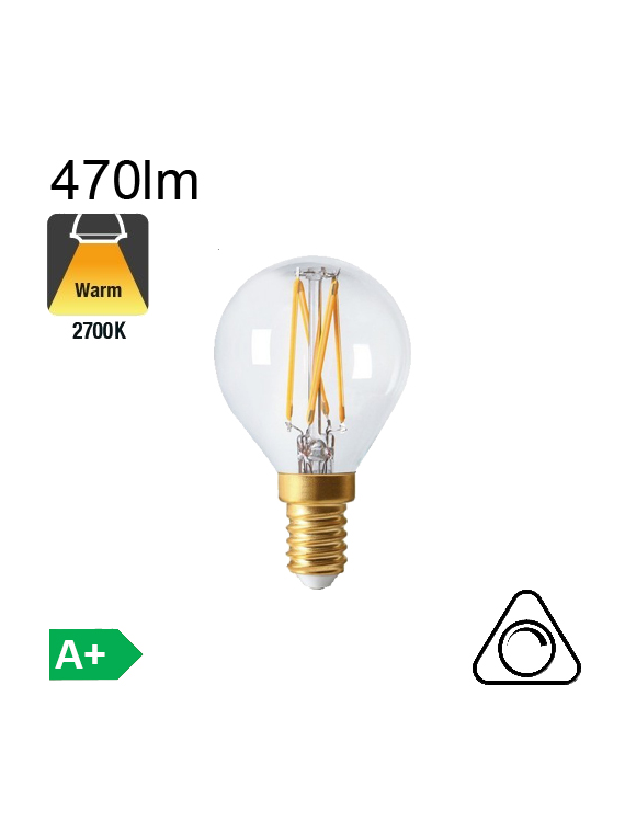 Sphérique LED E14 470lm 2700K Dimmable