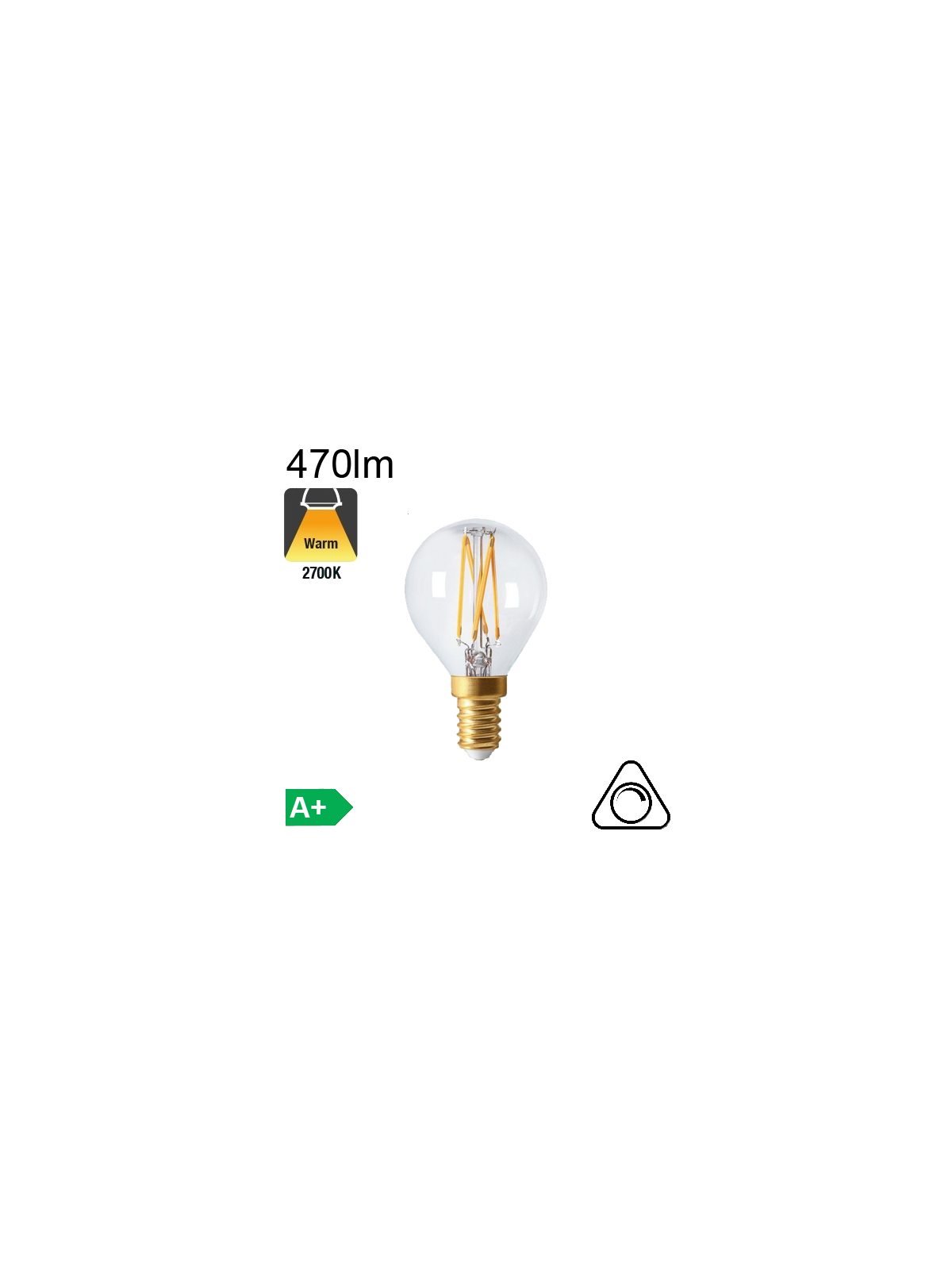 Sphérique LED E14 470lm 2700K Dimmable