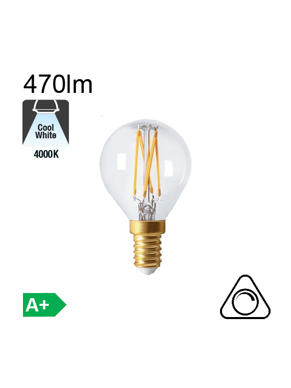 Sphérique LED E14 470lm 4000K Dimmable