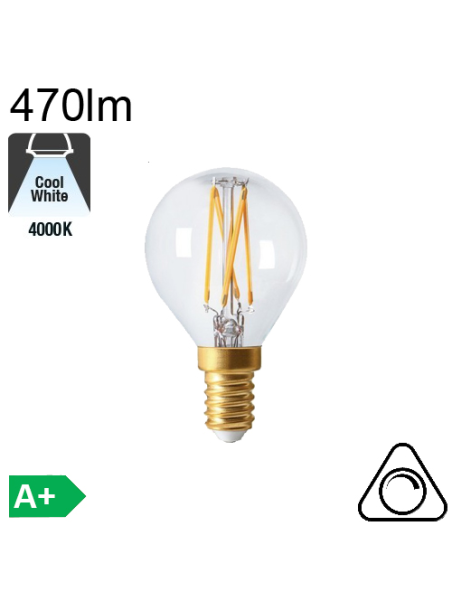 Sphérique LED E14 470lm 4000K Dimmable