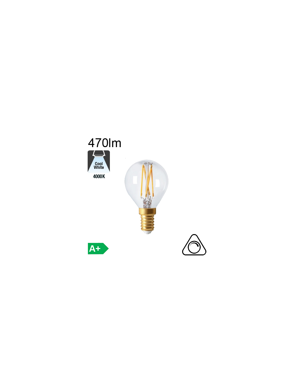 Sphérique LED E14 470lm 4000K Dimmable