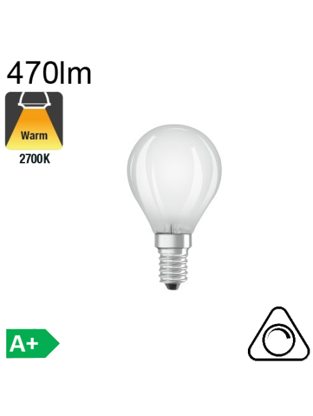 Sphérique Dépolie LED E14 470lm 2700K Dimmable