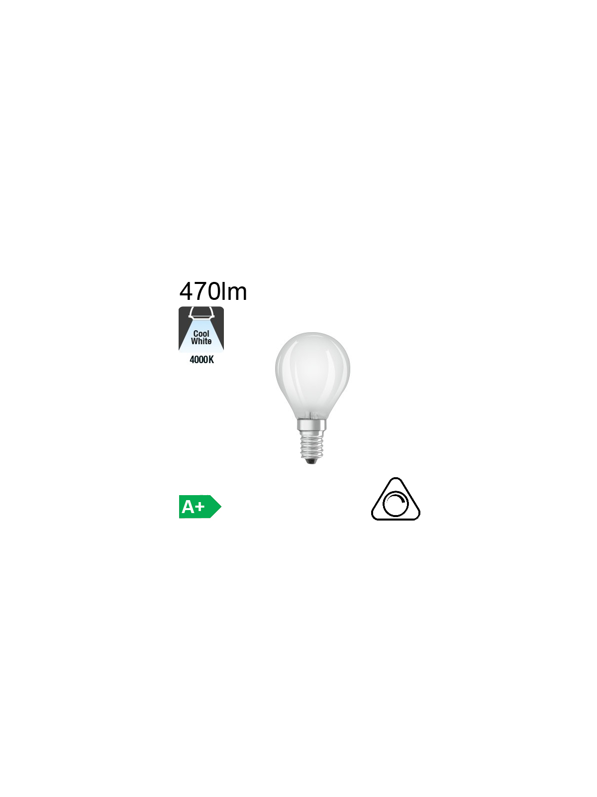 Sphérique Dépolie LED E14 470lm 4000K Dimmable