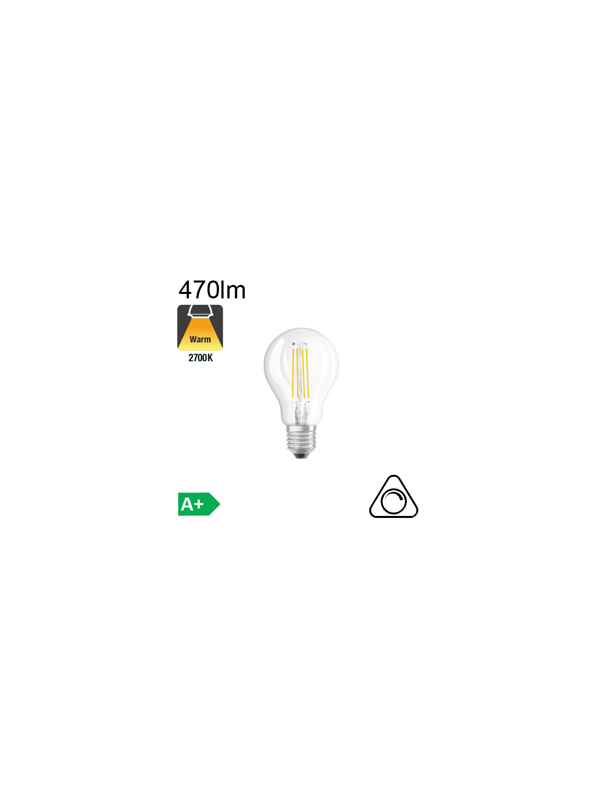 Sphérique LED E27 470lm 2700K Dimmable