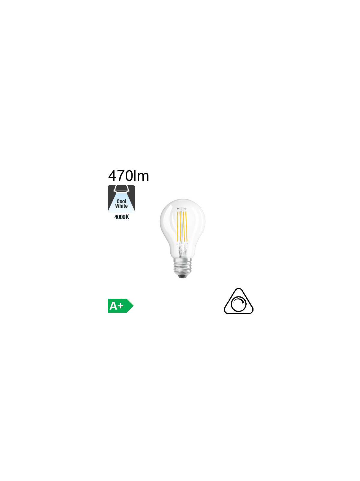 Sphérique LED E27 470lm 4000K Dimmable