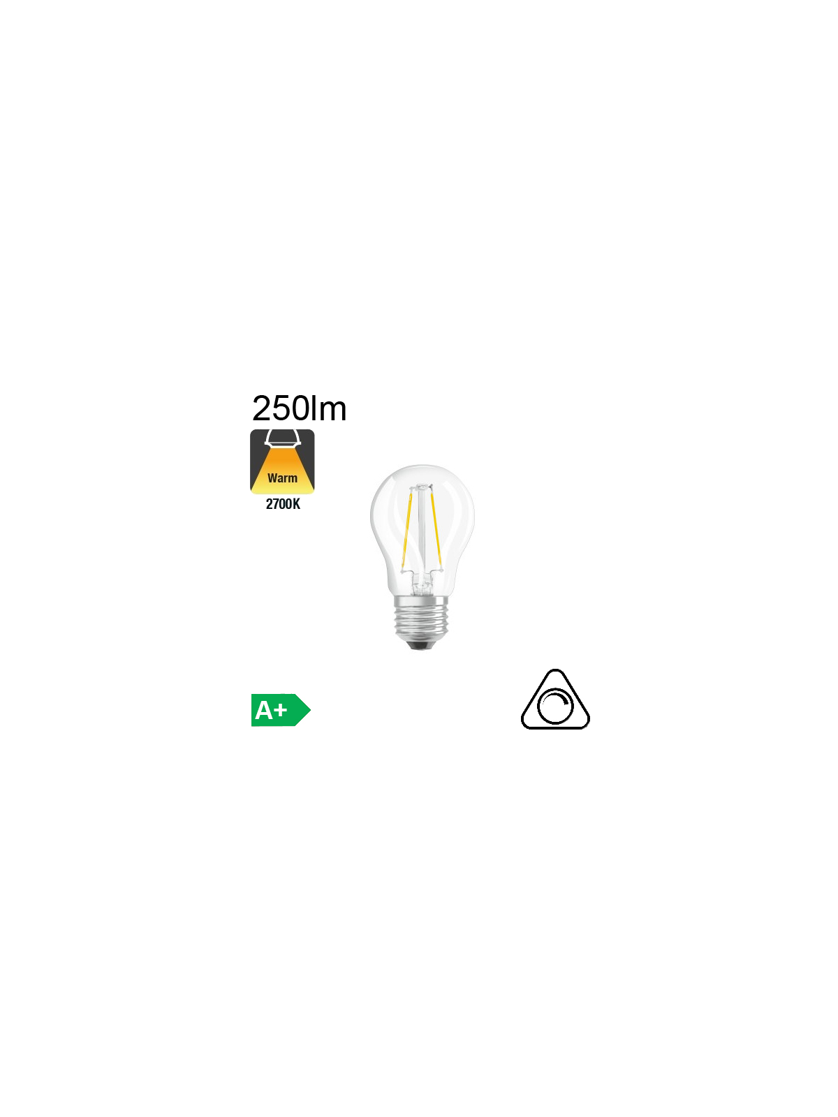 Sphérique LED E27 250lm 2700K Dimmable