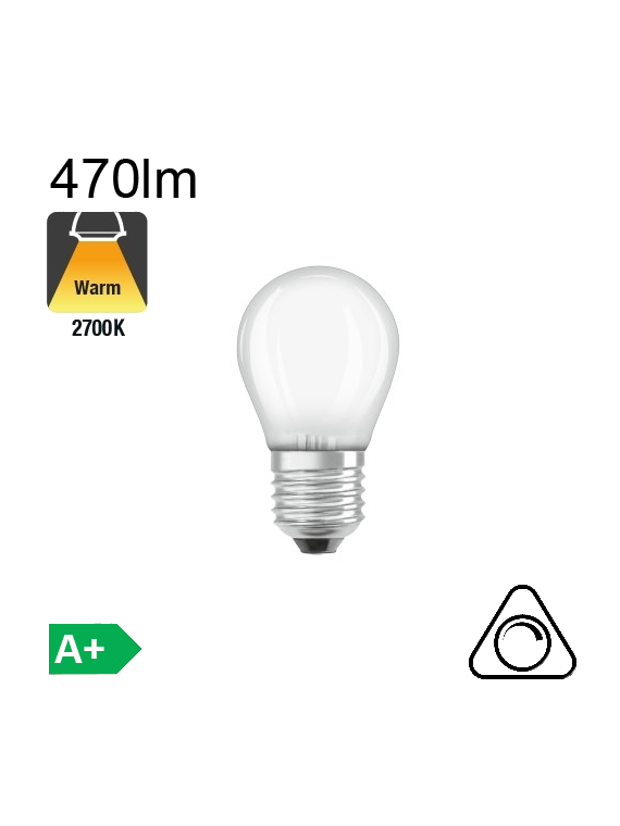 Sphérique Dépolie LED E27 470lm 2700K Dimmable