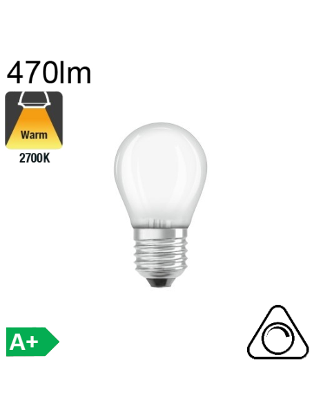 Sphérique Dépolie LED E27 470lm 2700K Dimmable