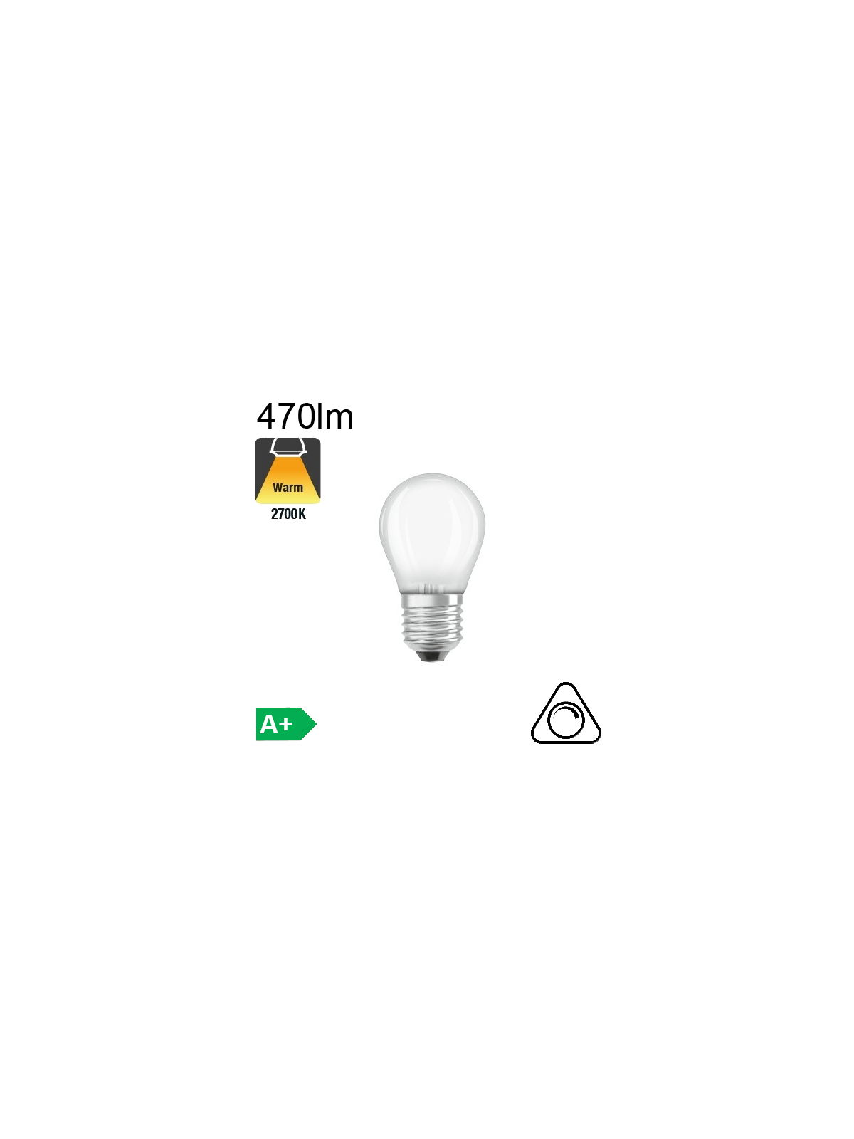 Sphérique Dépolie LED E27 470lm 2700K Dimmable