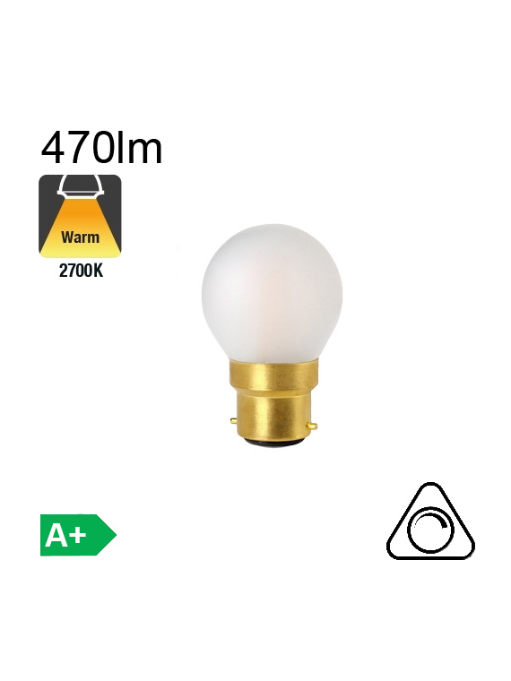 Sphérique Dépolie LED B22 470lm 2700K Dimmable