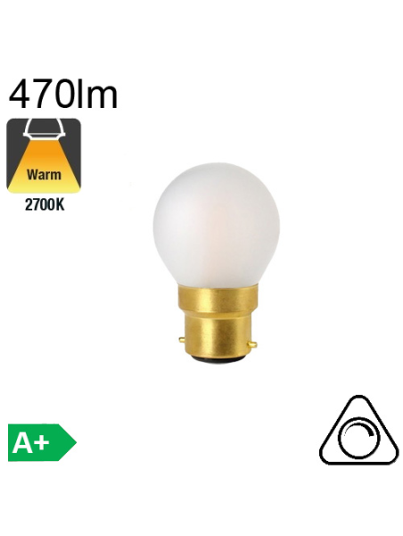 Sphérique Dépolie LED B22 470lm 2700K Dimmable