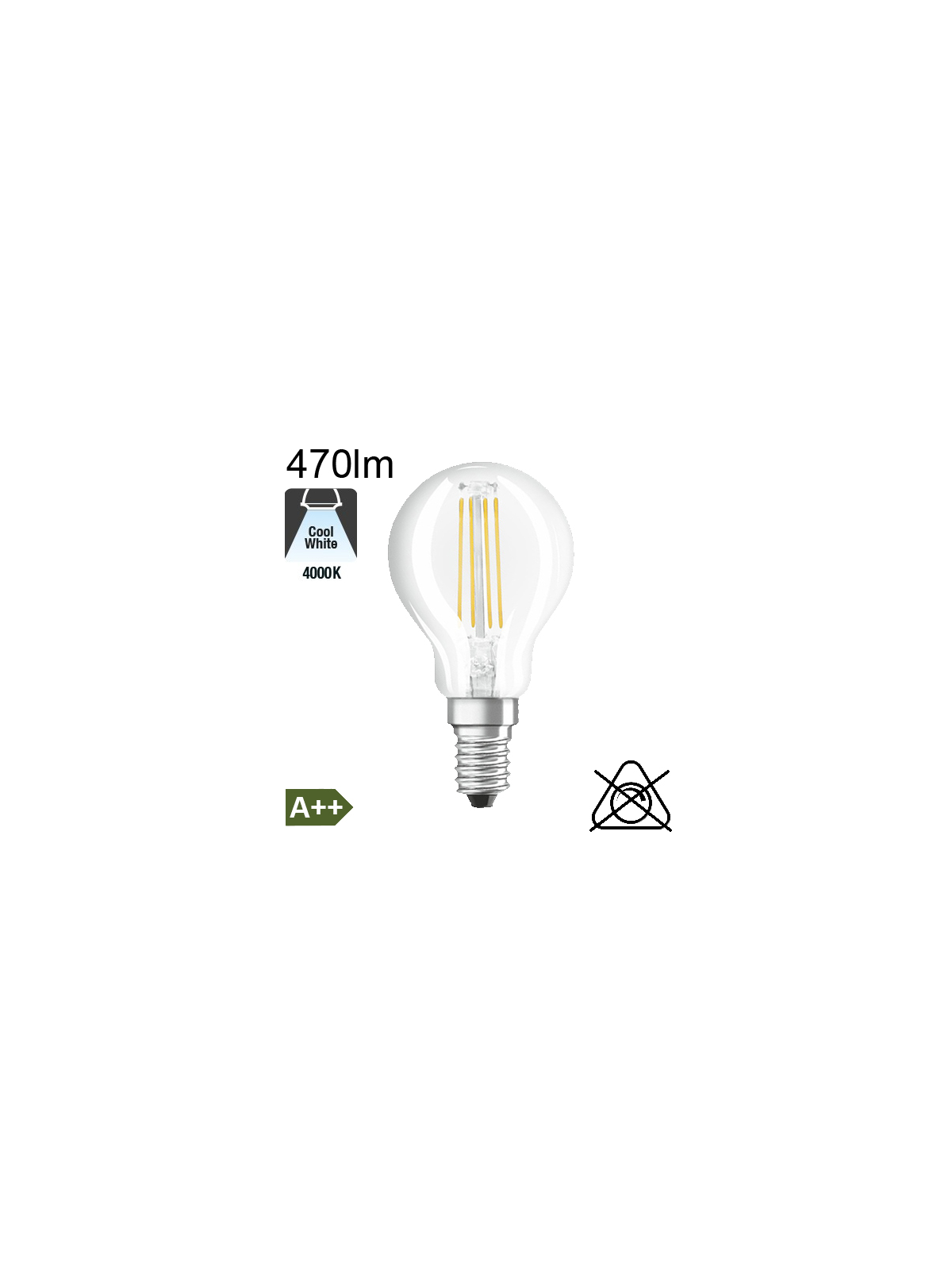 Sphérique LED E14 470lm 4000K