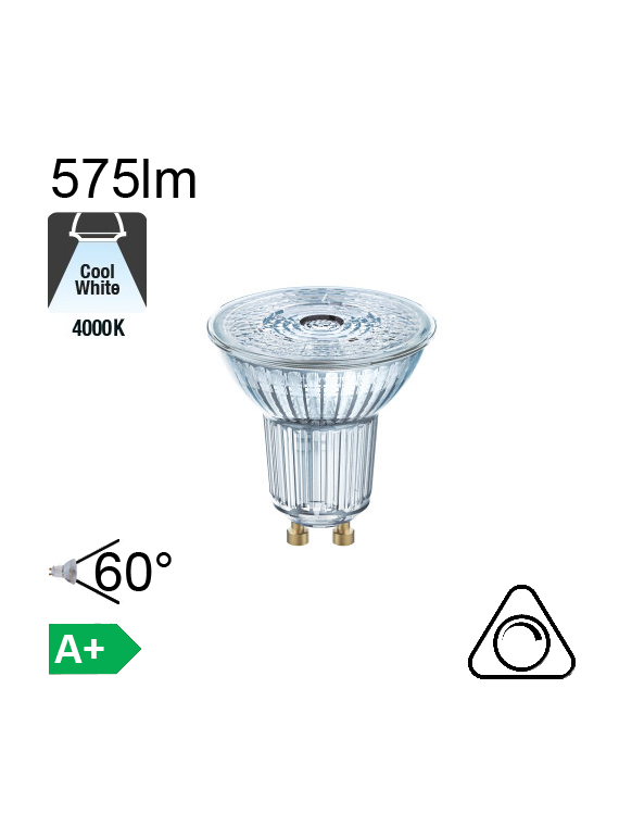 Spot LED GU10 575lm 4000K 60° Dimmable