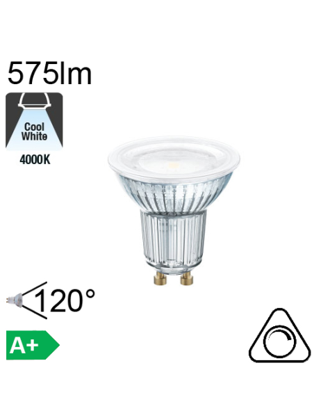 Spot LED GU10 575lm 4000K 120° Dimmable