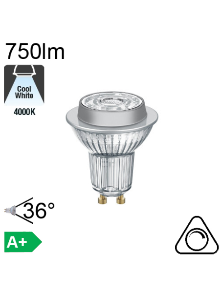 Spot LED GU10 750lm 4000K 36° Dimmable