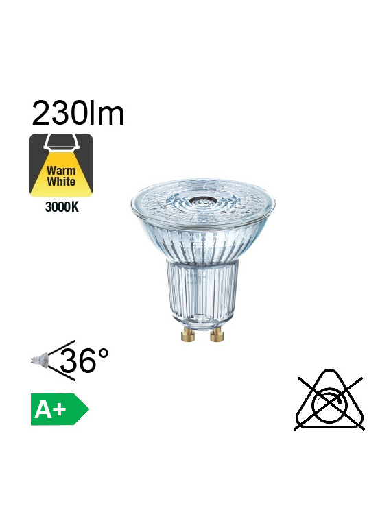 Spot LED GU10 230lm 3000K 36°