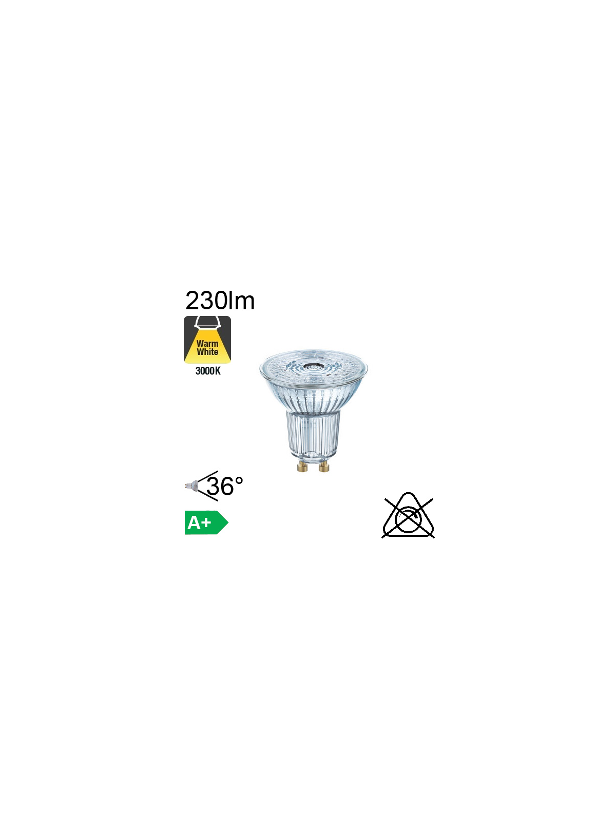 Spot LED GU10 230lm 3000K 36°