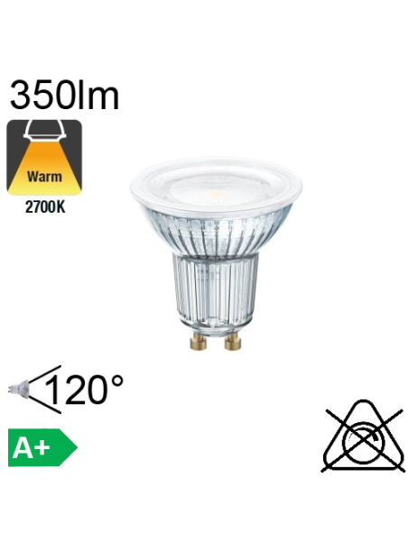 Spot LED GU10 350lm 2700K 120°