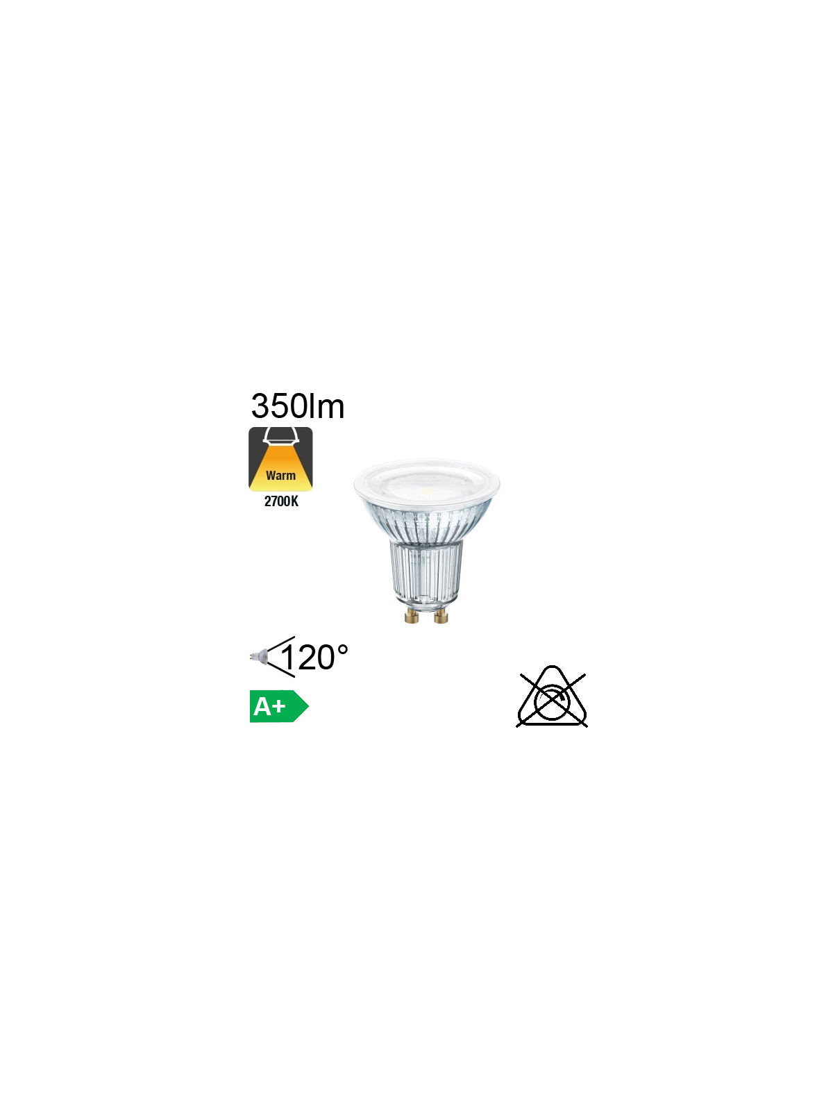 Spot LED GU10 350lm 2700K 120°