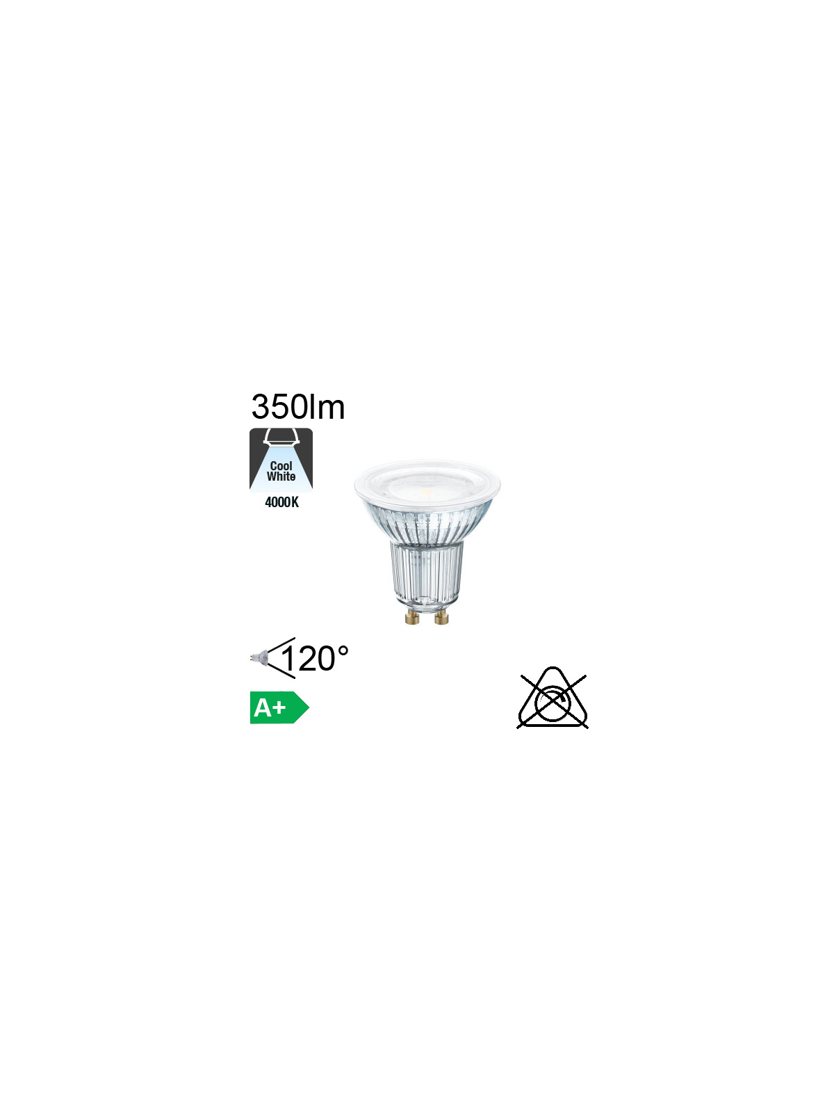 Spot LED GU10 350lm 4000K 120°