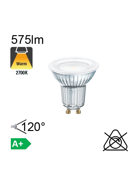 Spot LED GU10 575lm 2700K 120°