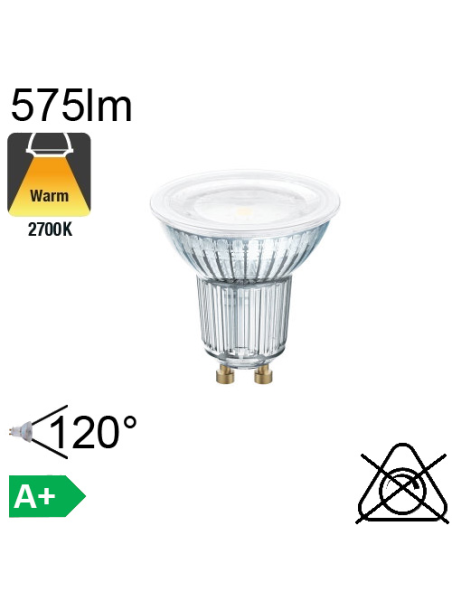 Spot LED GU10 575lm 2700K 120°