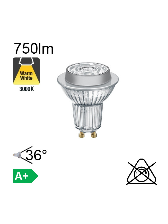 Spot LED GU10 750lm 3000K 36°